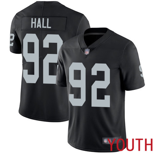 Oakland Raiders Limited Black Youth P J  Hall Home Jersey NFL Football #92 Vapor Untouchable Jersey